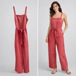 🆕  NWT C&C California ☀️ Linen Blend Red Vintage Washed Jumper - 6